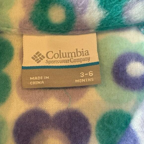 NWOT Columbia Infant Benton Springs Flower Fleece Jacket Purple Blue 3-6 months - Picture 3 of 3